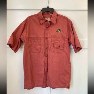 Red Head Brand Fishing Button Up Short Sleeve Shirt‎ Salmon Men's Size L